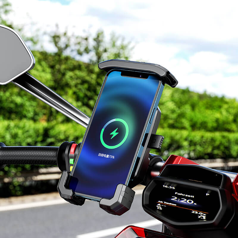 universal motorcycle phone holder with wireless charger+usb typec charger