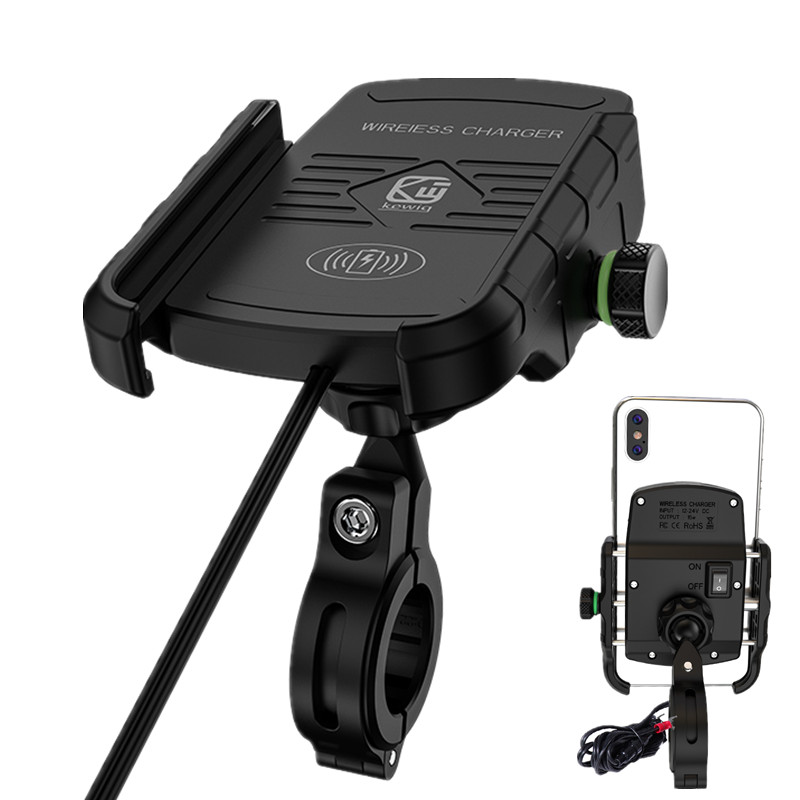Motorcycle phone holder with 15W Wireless Charger