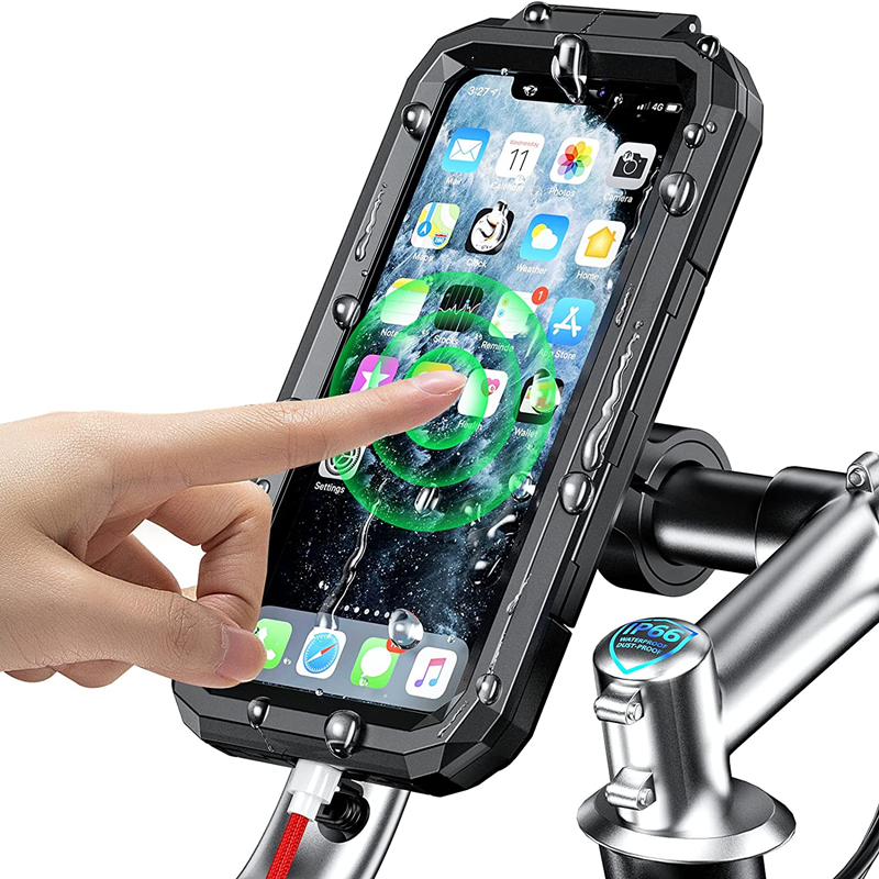 KEWIG Waterproof Bike Phone Mount Handlebar Cell Phone Holder for Motorcycle Bicycle Anti-Shake 360 Degree Rotation Motorcycle Phone Mount with TPU Touch-Screen Fit 4.7-6.3 inch Cellphones 