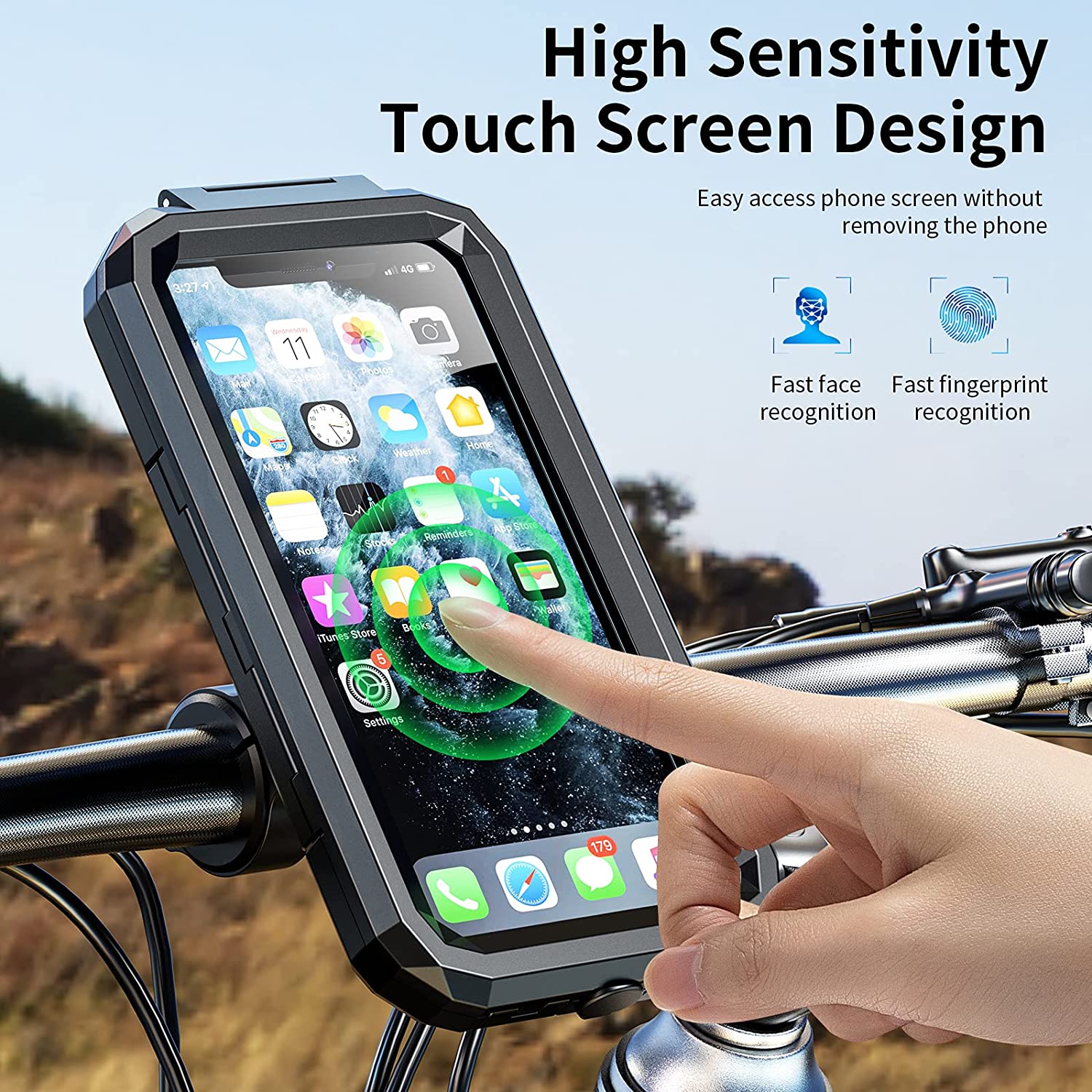 universal waterproof Bicycle Motorcycle Phone Holder with waterproof case